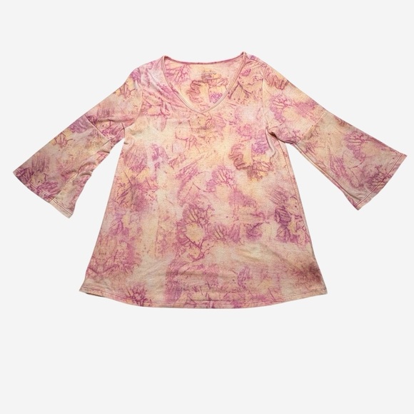 Soft Surroundings Tunic Top M Harbor Trace Sublimation Tie Dye 3/4 Bell Sleeve - Picture 4 of 9